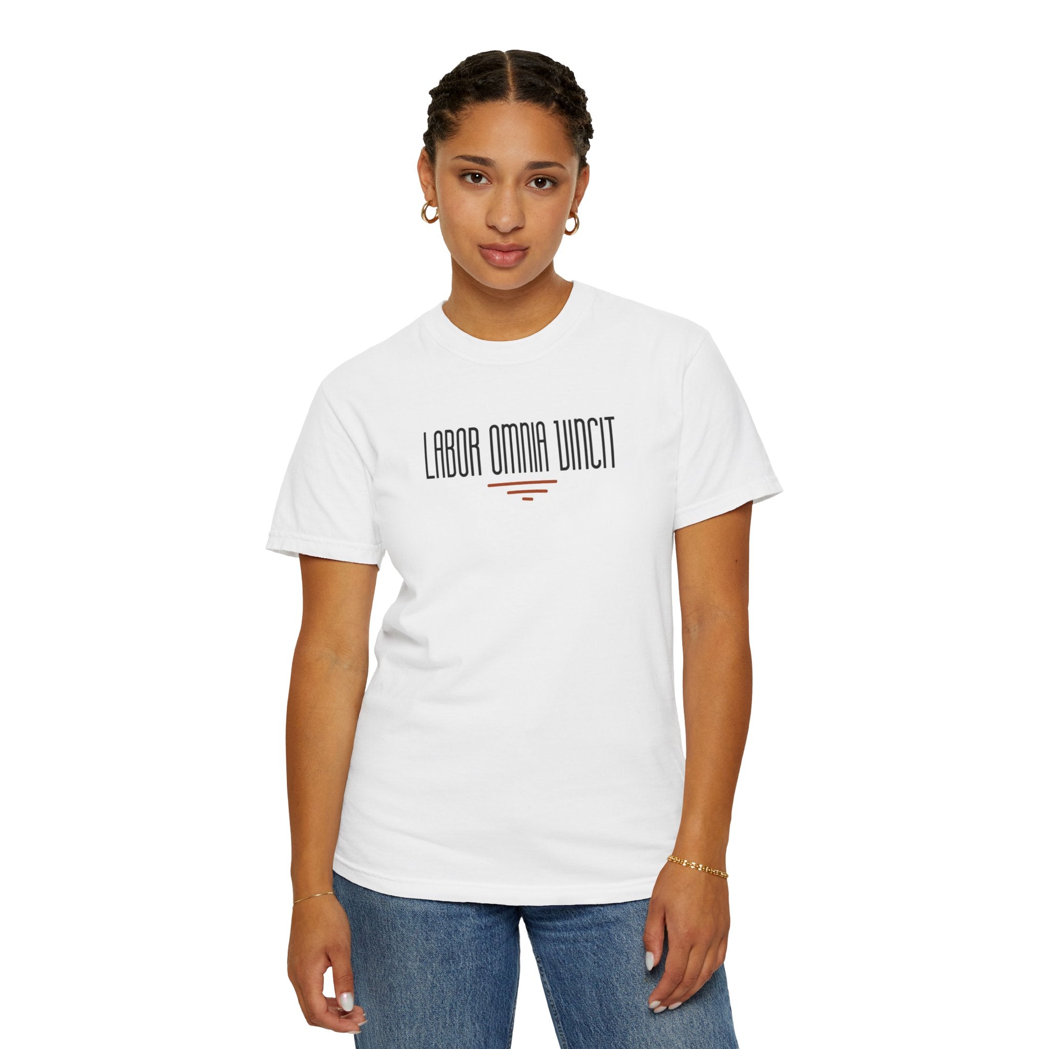 Women 's "Labor Omnia Vincit " - "Work conquers all" T-shirt