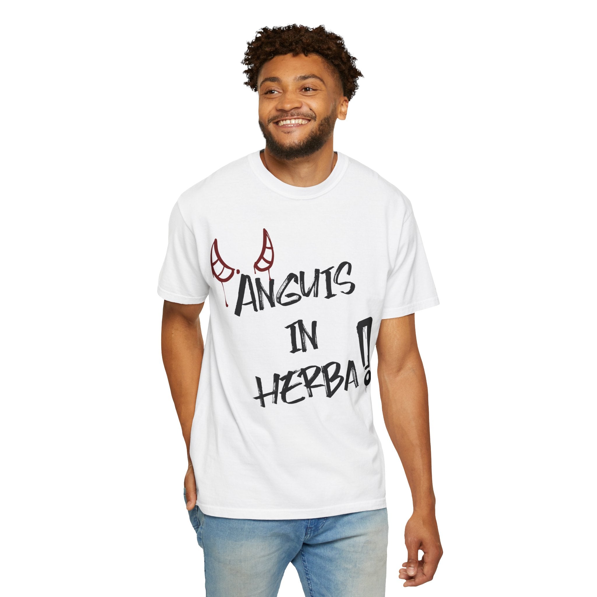 Men “Anguis in herba” – “A snake in the grass” (hidden danger) T-Shirt